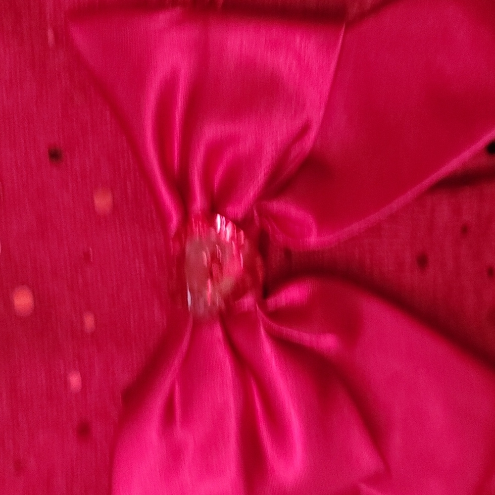 Dress New Holiday S 5T Red 3/4 sleeve red Sparkle w/ 3 button tie back. Holiday - Picture 7 of 10